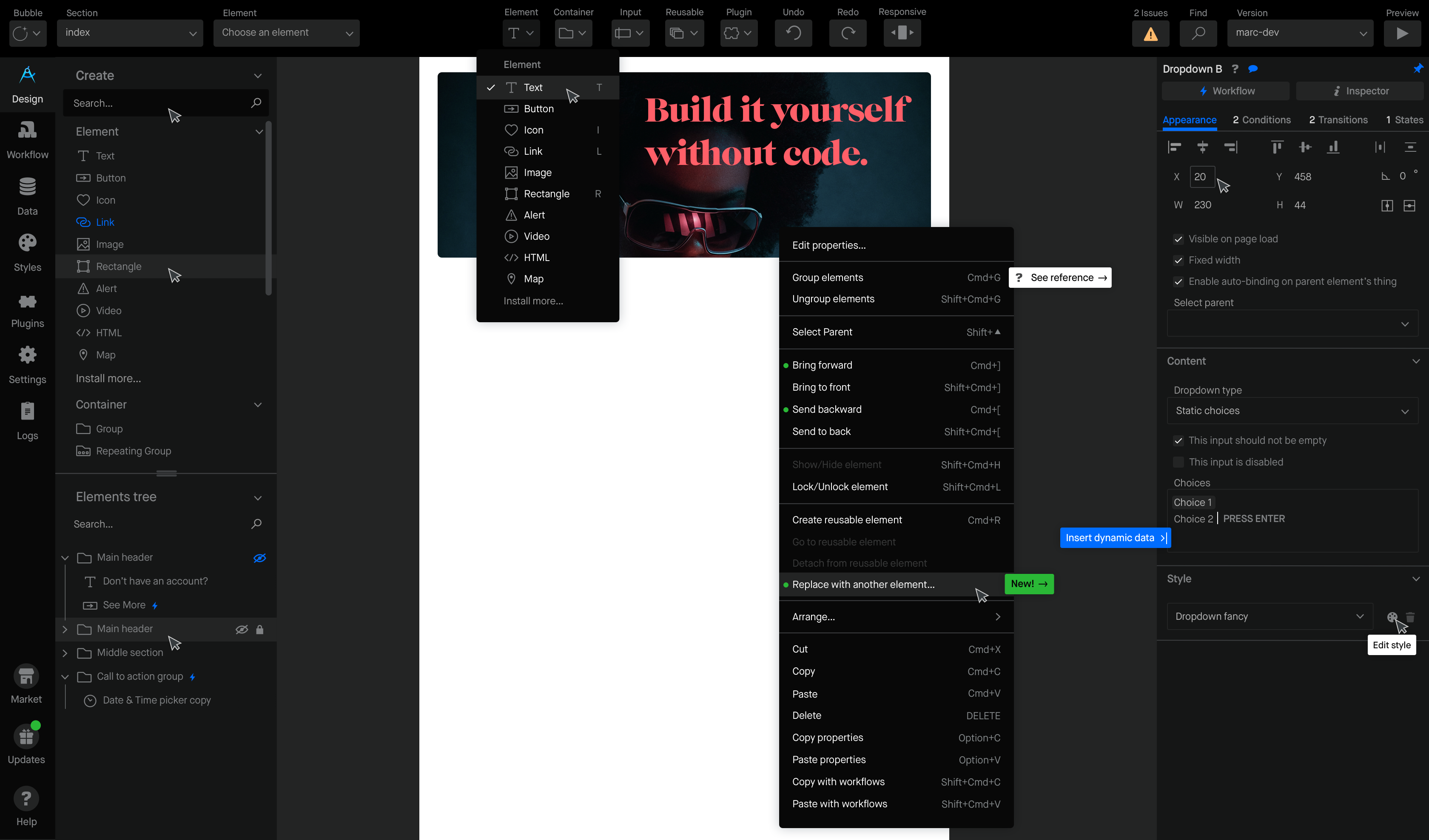 Bubble workflows dark theme